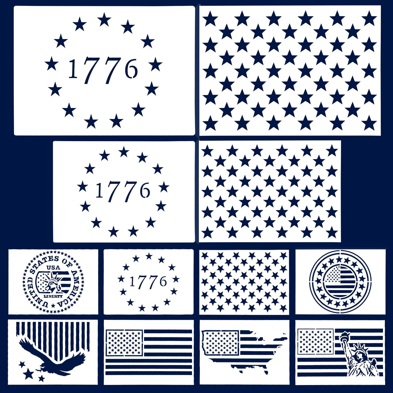 14 plantillas de bandera americana y estrellas para pintar madera y tela diy