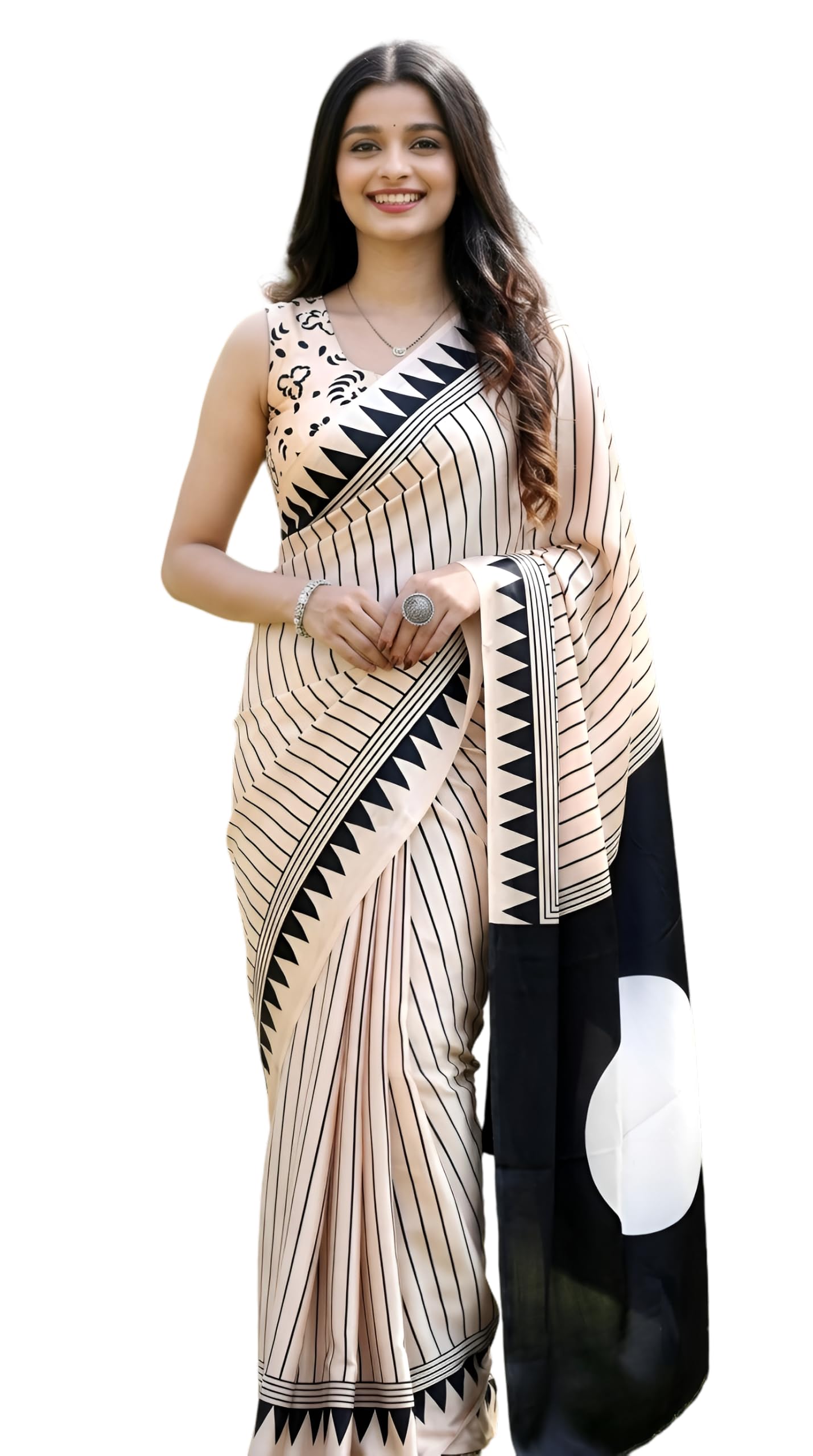 Women's Beautiful One Side Digital Printed Japan Satin SIlk Saree With Running Blouse-image-29