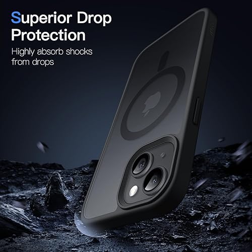 Miniatura 5 de JETech Funda magnética para iPhone 15 de 6.1 pulgadas, compatible con MagSafe, translúcida mate, delgada, a prueba de golpes, color negro