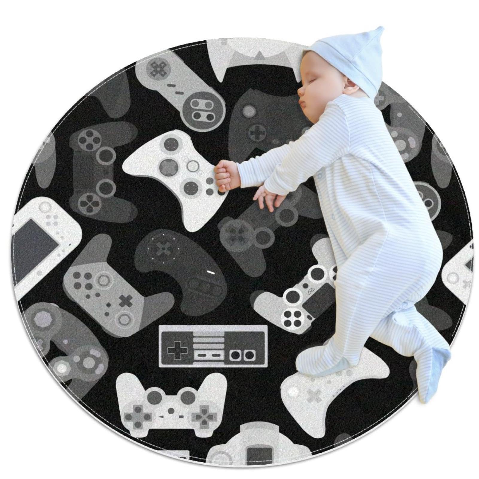 Tapis rond 1m anti-glisse décoration de chambre et canapé