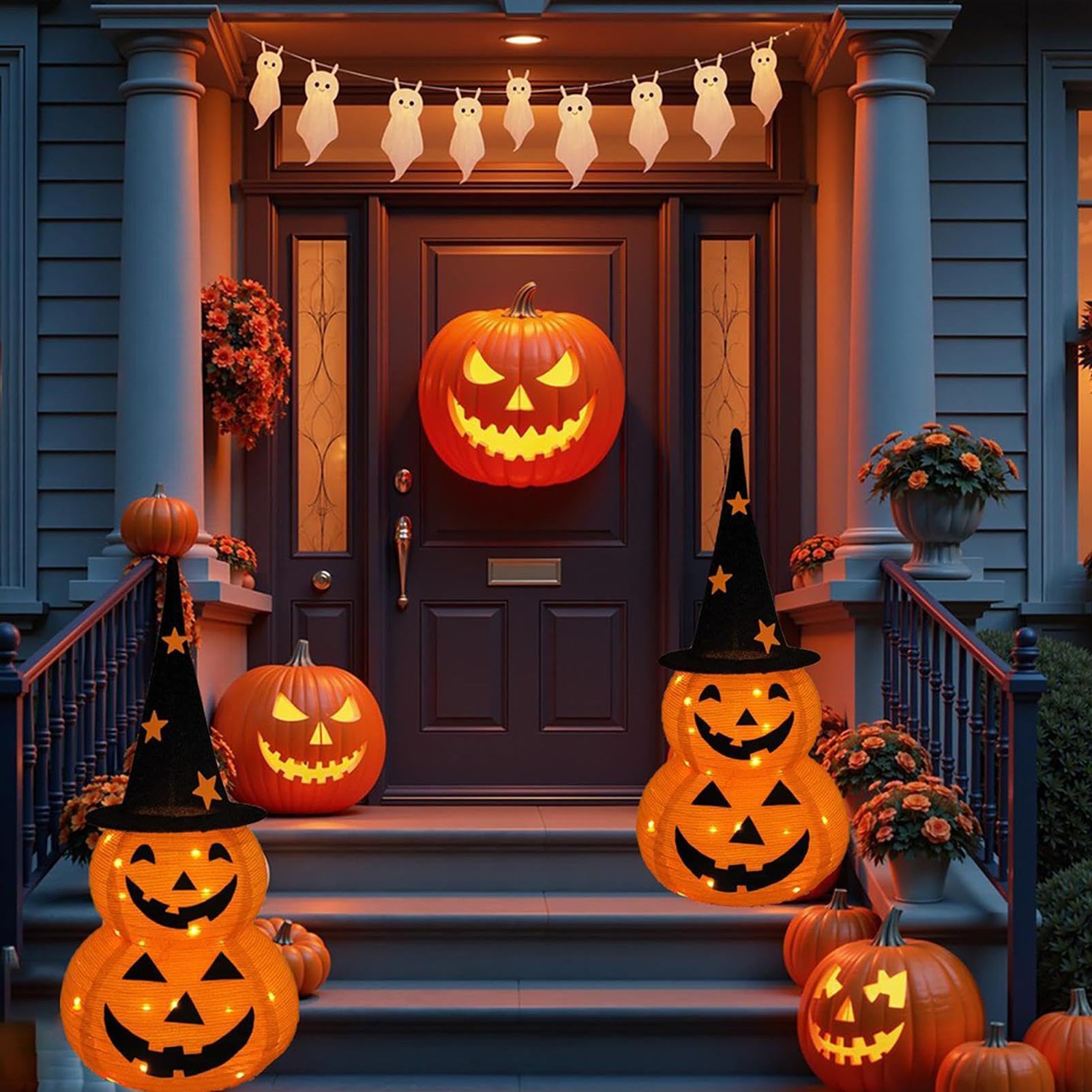 Świecące Dynie Zewnętrzne Dekoracja Halloweenowa z 8 Trybami | Dekoracyjna Lampka Świąteczna Dla Właścicieli Domów, Najemców, Do Domu, Mieszkania, Akademika, Salonu, Sypialni, Balkonu,
