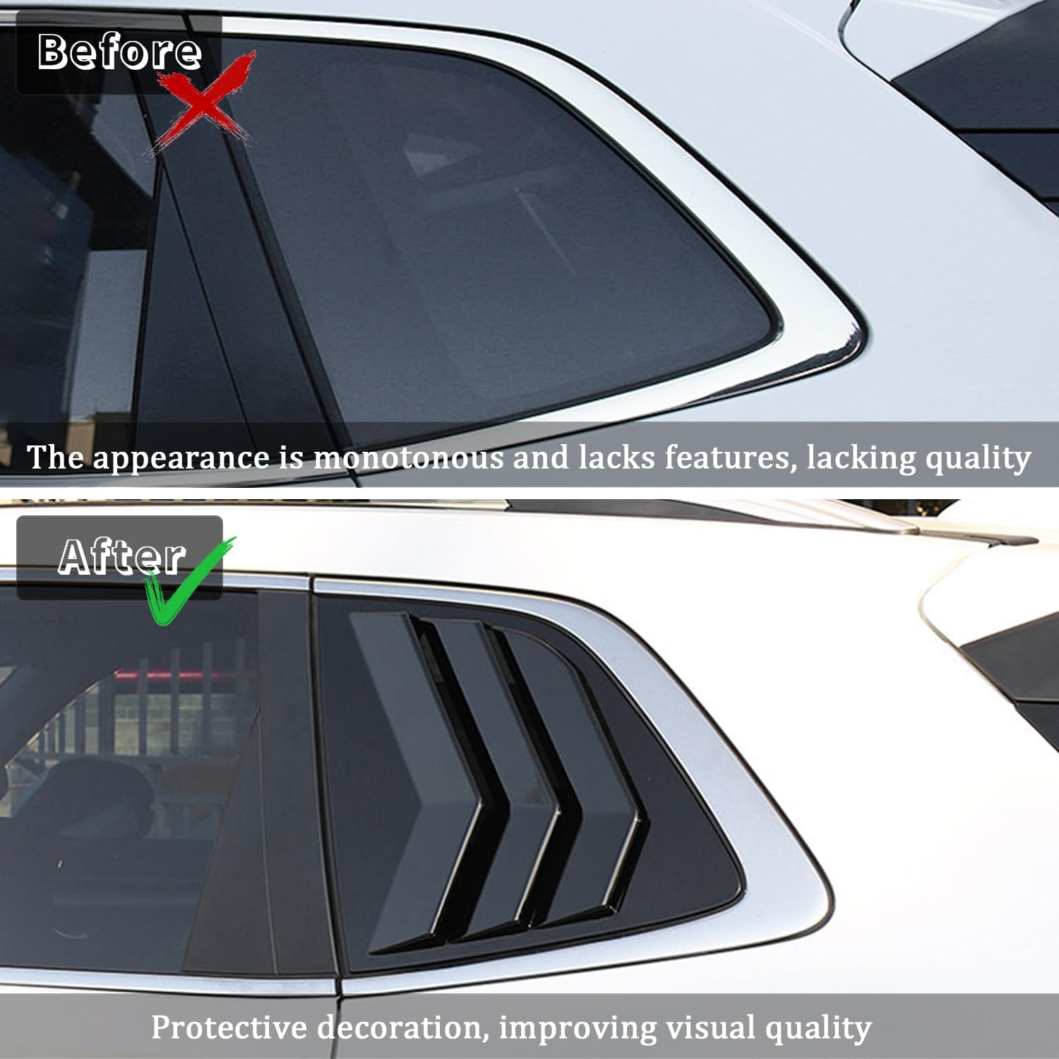 Kurtz Rear Side Window Louvers for Honda CRV CR-V 2023 2024 2025 2026 Air Vent Scoop Shades Cover Blinds Trim Sport Accessories ABS Bright Black 2PCS