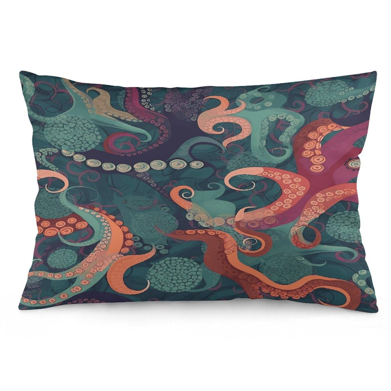 Abstract Octopus Throw Pillow Cover Soft Lumbar Pillow Covers with Zipper Breathable Rectangular Cushion Case Polyester Pillow Case Decorative Body Pillow Cover for Couch Bed