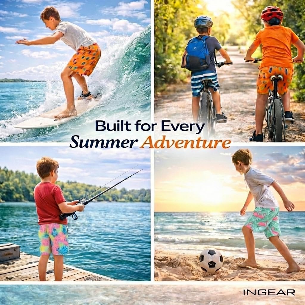 INGEAR Little Boys Quick Dry Beach Board Shorts Kids Swim Trunk Swimsuit Beach Shorts Swim Trunk for Boys