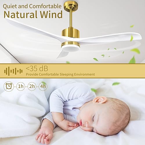 Miniatura 3 de Ventiladores de techo de 56 pulgadas con control remoto de luces, ventilador de techo de madera para interiores con memoria de luz para patio,