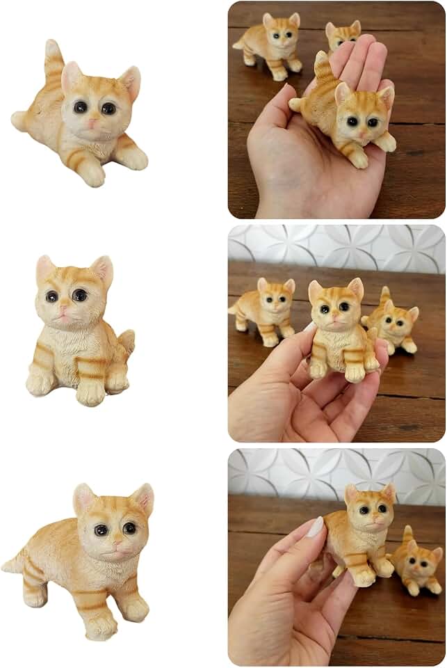Kit 3 Mini Gatinhos em Resina Decoração Casa Escritório Presente Amantes de Gatos