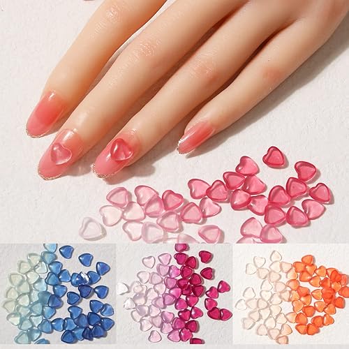 80 dijes de corazón para uñas, diseño de corazón 3D, gemas que cambian de color, corazones para arte de uñas, diamantes de imitación para mujeres y