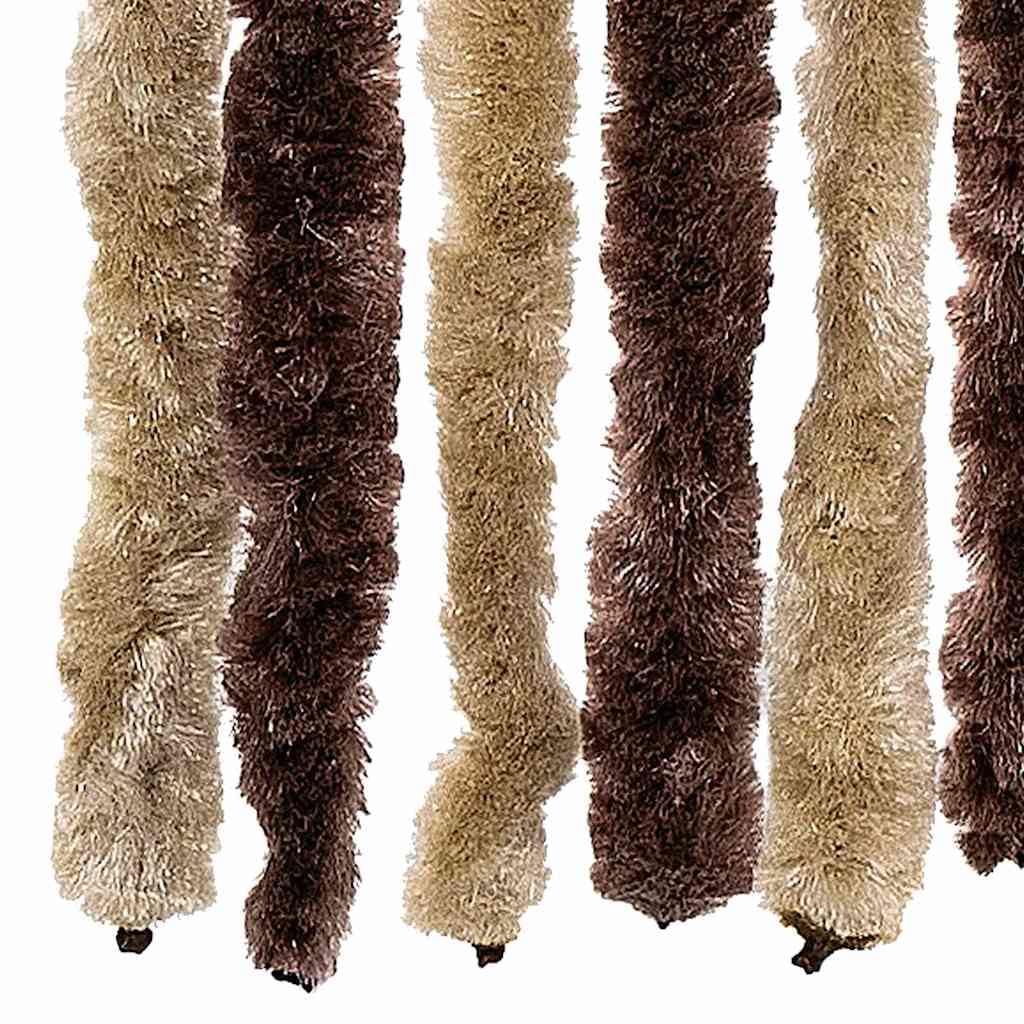Insektenschutzvorhang für Wohnmobil und Wohnwagen - Chenille Fliegenvorhang 56x185 cm - Flauschvorhang als Türvorhang und Sichtschutz für Camping, Beige und Hellbraun