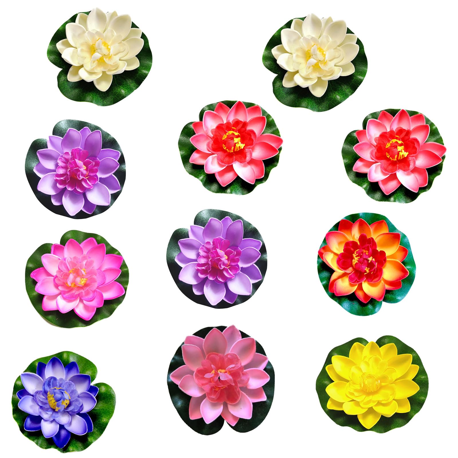 11 Pezzi Fiori di Loto Finti, 10 cm Fiori Galleggianti per Laghetti, Artificiale Ninfee per Giardini Domestici, Stagni, Fontane, Ruscelli, Acquari
