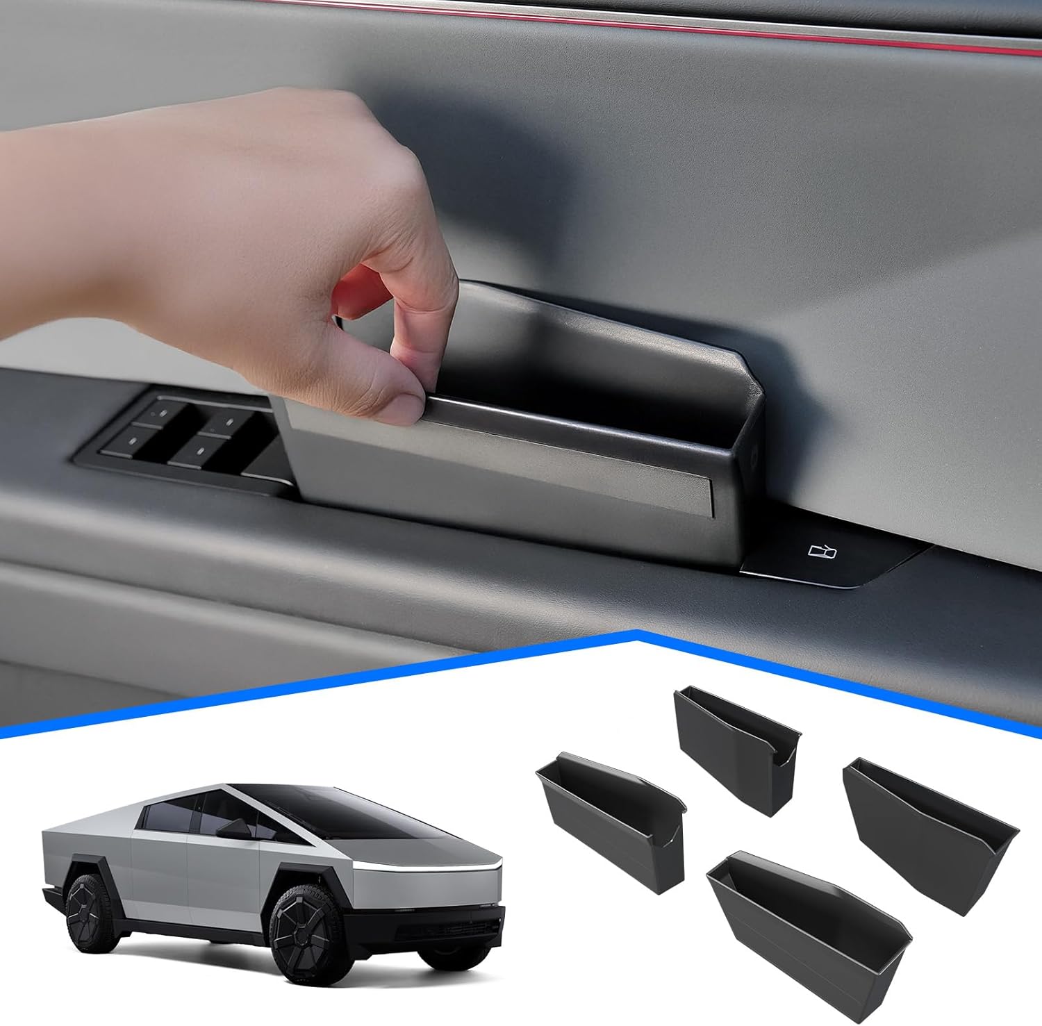 ELECFRESH ドアオーガナイザー Tesla サイバートラックアクセサリー 2024 2023 2022用 (ドアオーガナイザ