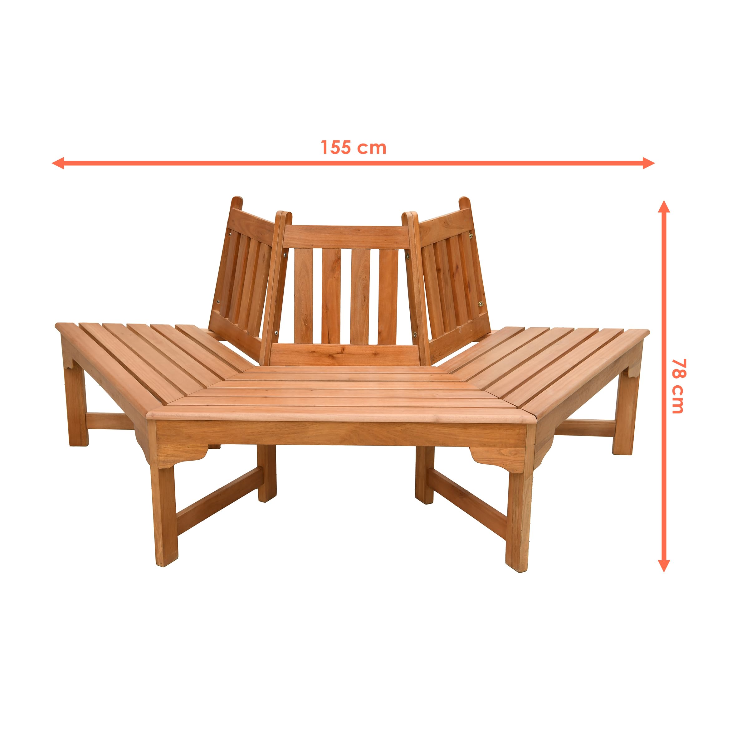 Spetebo Eukalyptus Baumbank halbrund geölt - 155 x 78 cm | Holz Massivholz Rundbank Gartenbank wetterfest