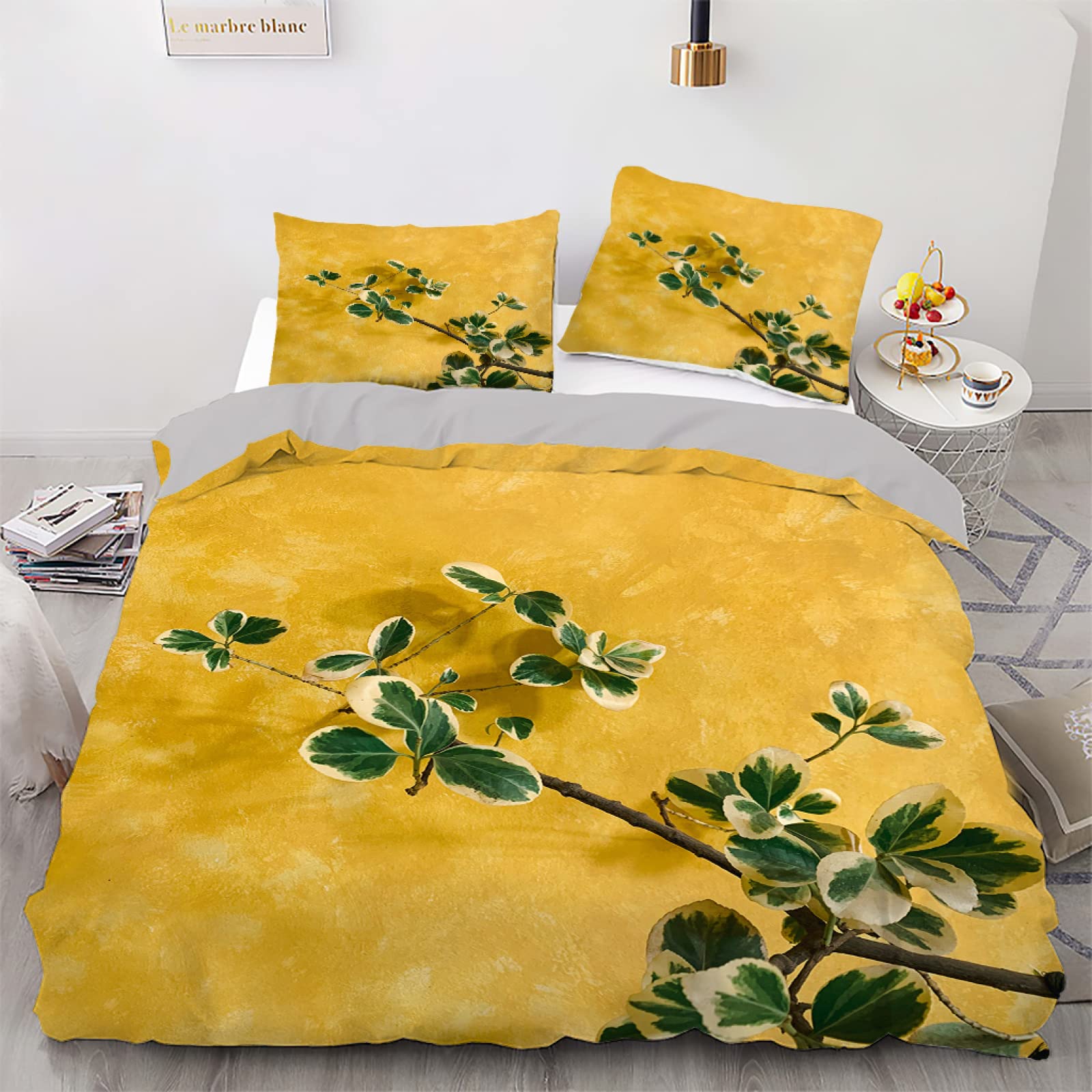 Housse de couette 140x200 feuilles jaunes pour transformer la chambre ado en cocon
