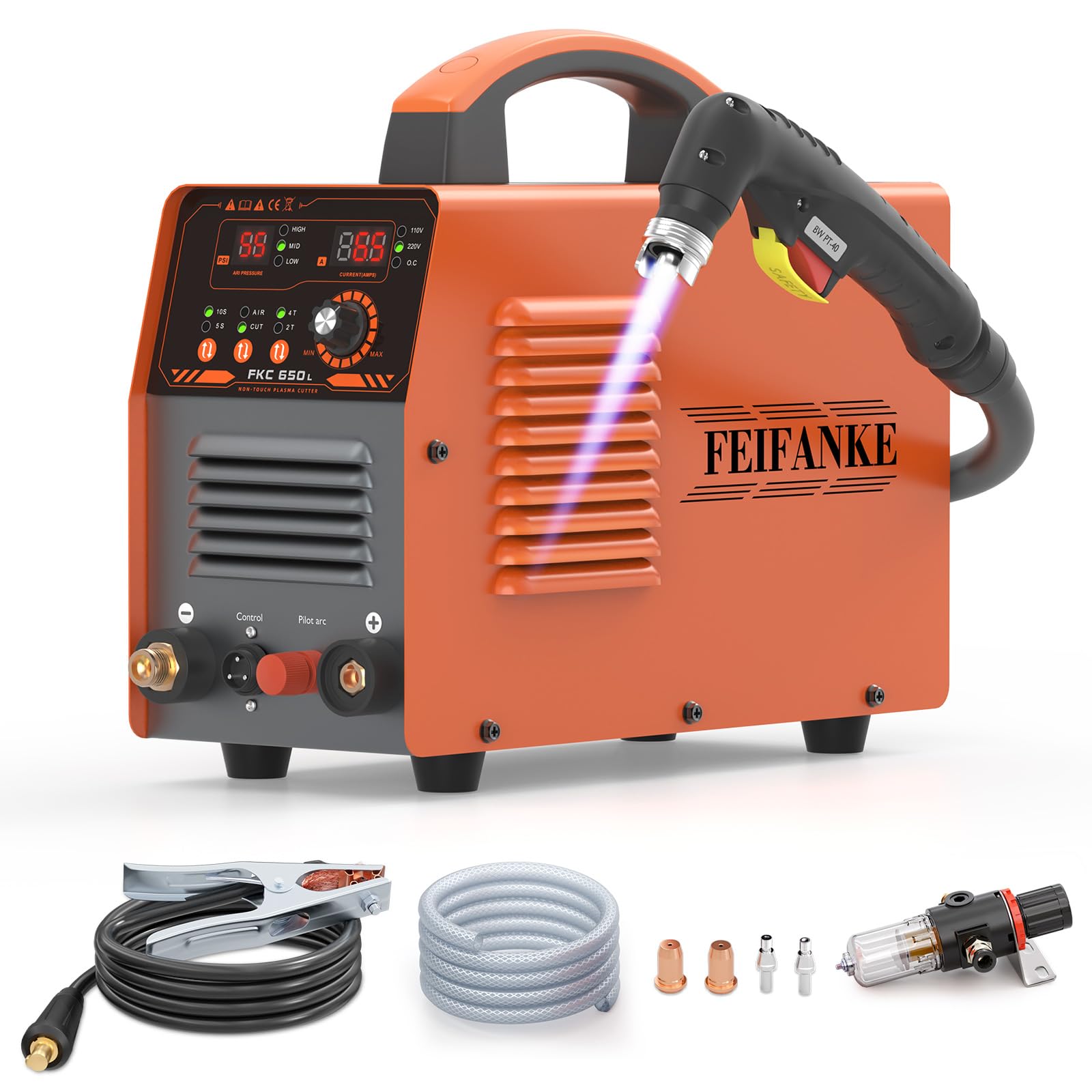 FEIFANKE 230V 65A Taglio Plasma IGBT Accensione BF Senza Contatto Funzioni 2T/4T per E Post Flusso Taglia Acciaio Inox E Alluminio Max 20 MM