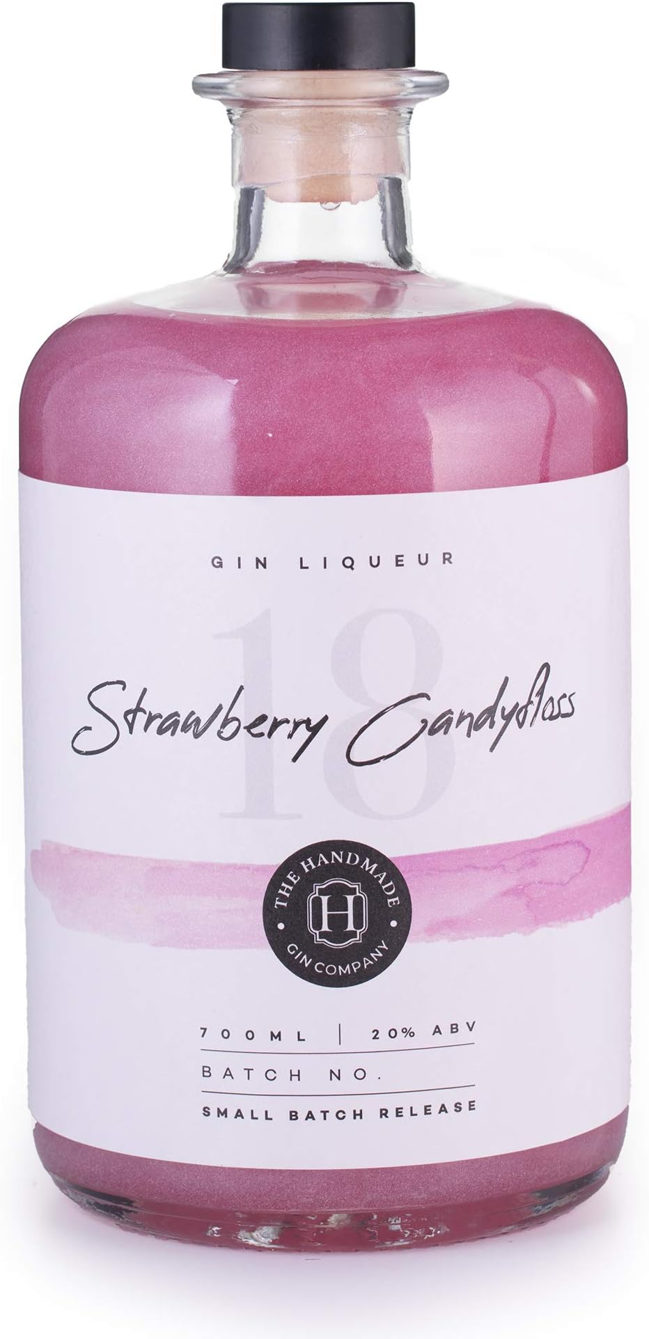 Shimmering Strawberry Candy Floss Handmade Gin Liqueur 70cl - Premium Craft Pink Gin - 20% ABV