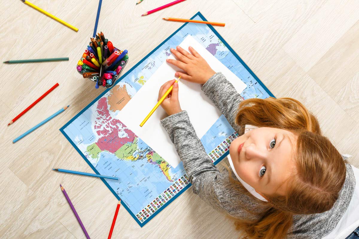 Vade carte du monde - Tapete escritorio - Vade escolar multifuncional | Vade escritorio - Protector escritorio - Vuelta al cole material escolar