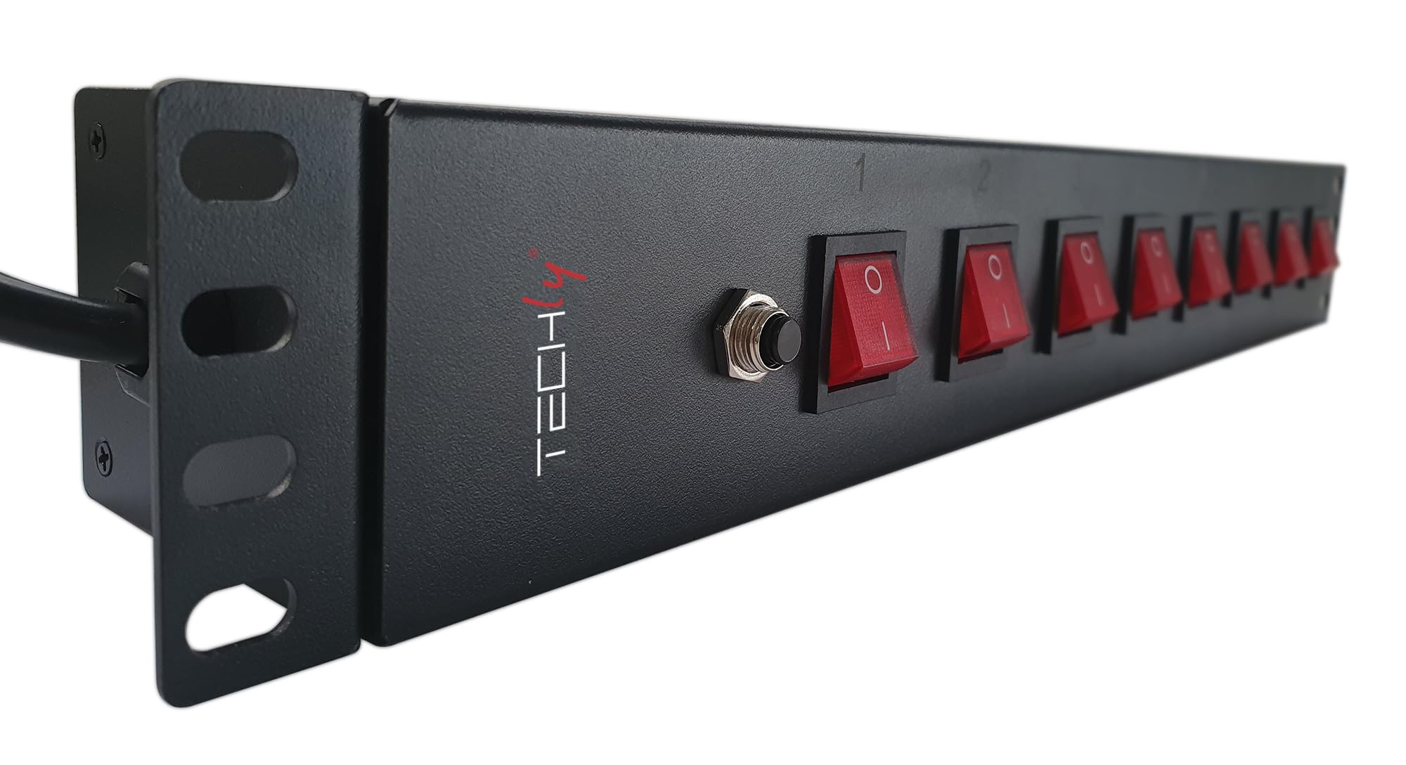 Techly Professional 367829 Multipresa a 8 Posti da Rack 19" con 8 Interruttori Luminosi 1,5U Nero