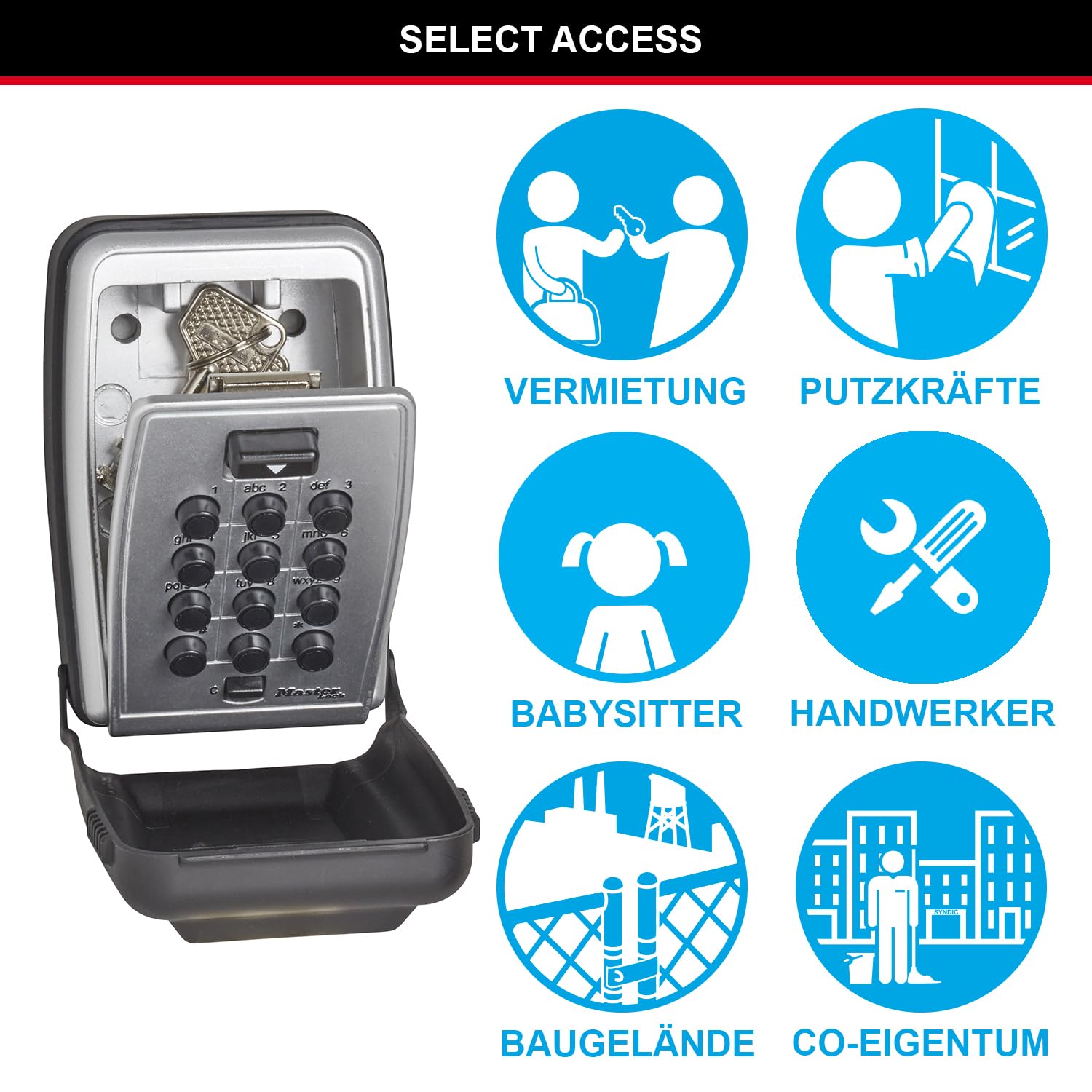 Master Lock Schlüsseltresor mit Druckknopf, Wandhalterung, Aussen, 11.7 x 7.9 x 5.2 cm, Schlüsselsafe