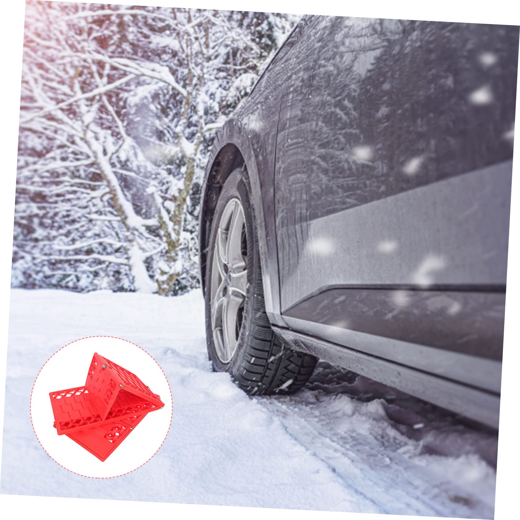 GANAZONO 1 paire de tapis antidérapants pour planche à neige, pneus d'hiver, tapis de récupération de pneus pour moto, planche à boue, roue rouge neige en plastique, antidérapant, tapis de traction