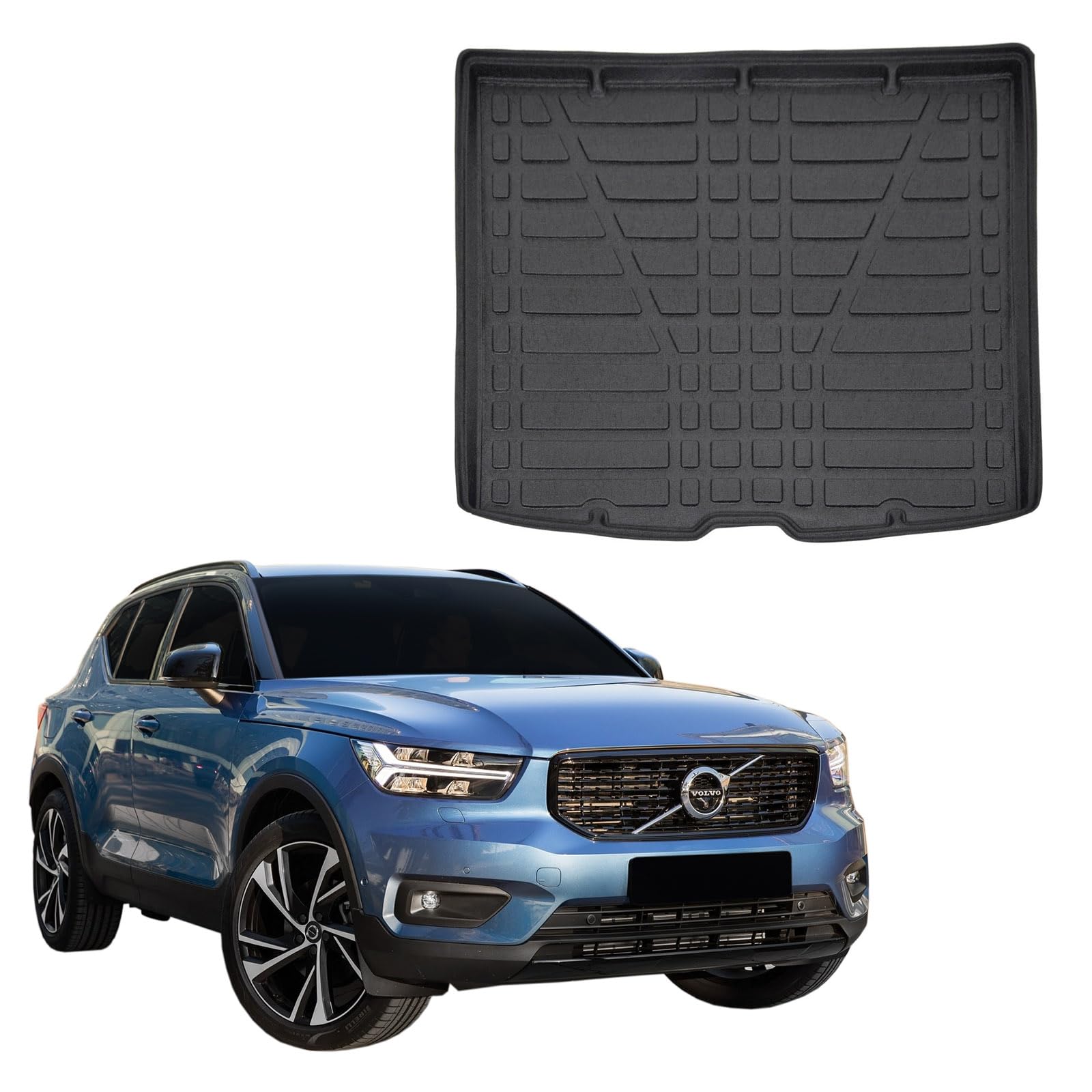SCOUTT Tapis De Coffre sur Mesure pour Volvo XC40 Depuis 2017, Noir, Antidérapant, Bord Haut, Toutes Saisons