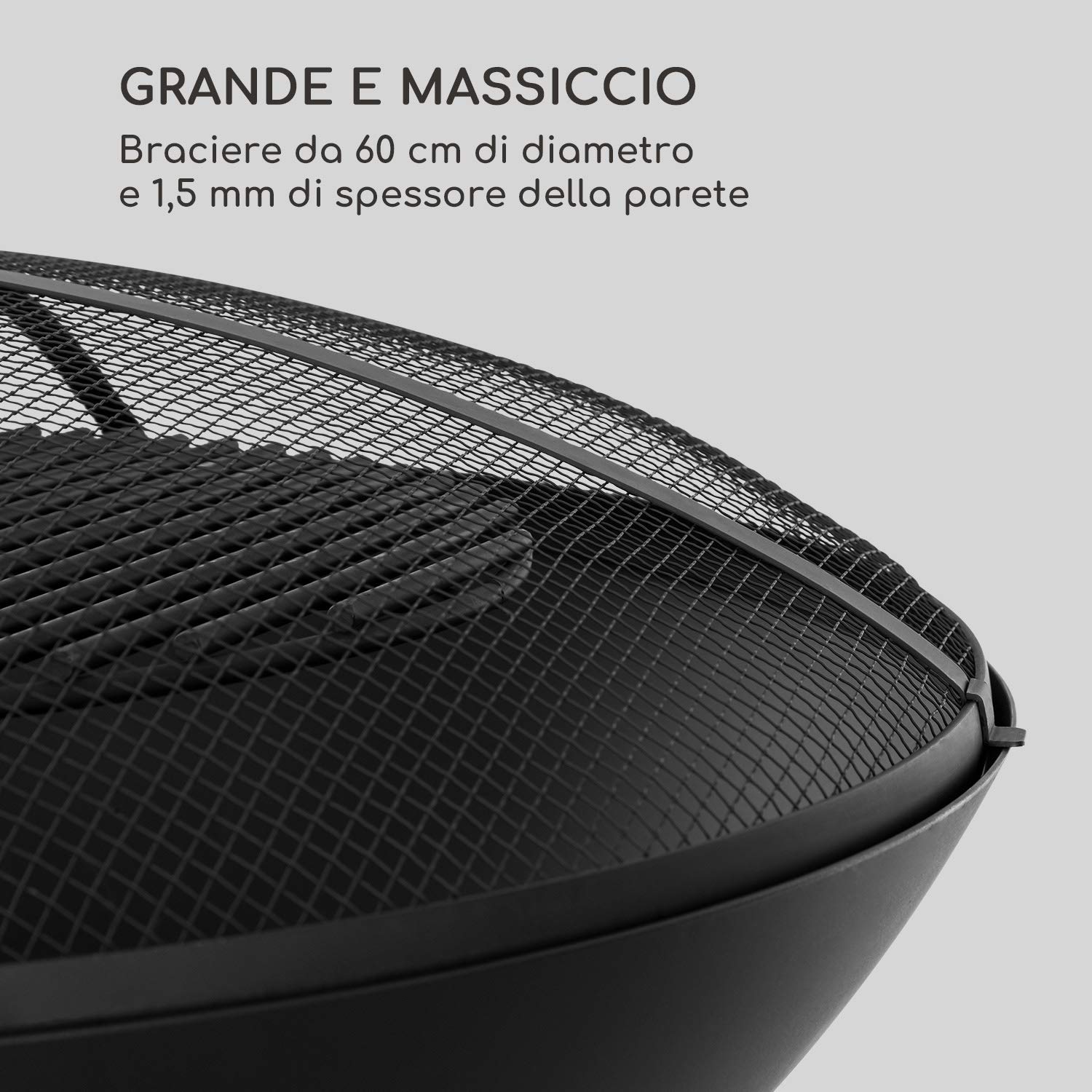 Blumfeldt Orbit - Braciere in Acciaio 3in1, Bracere, Griglia con 4 Regolazioni in Altezza: Ø 40 cm e Tavolino, Ø 60 cm, Braciere con Parascintille, Nero