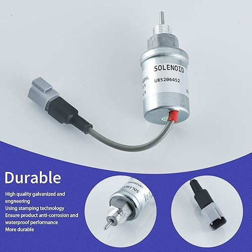 Miniatura 3 de U85206452 Solenoide de apagado de combustible 185206452 U85206520 U85206451 185206450 185206451 para Caterpillar Engine 3011C 3013 3013C 3024