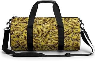 GoldBlack 100 Dollar Bill Gym Bag 23L Duffle Storage Tote Waterproof Fitness Bag for Sport Yoga Travel