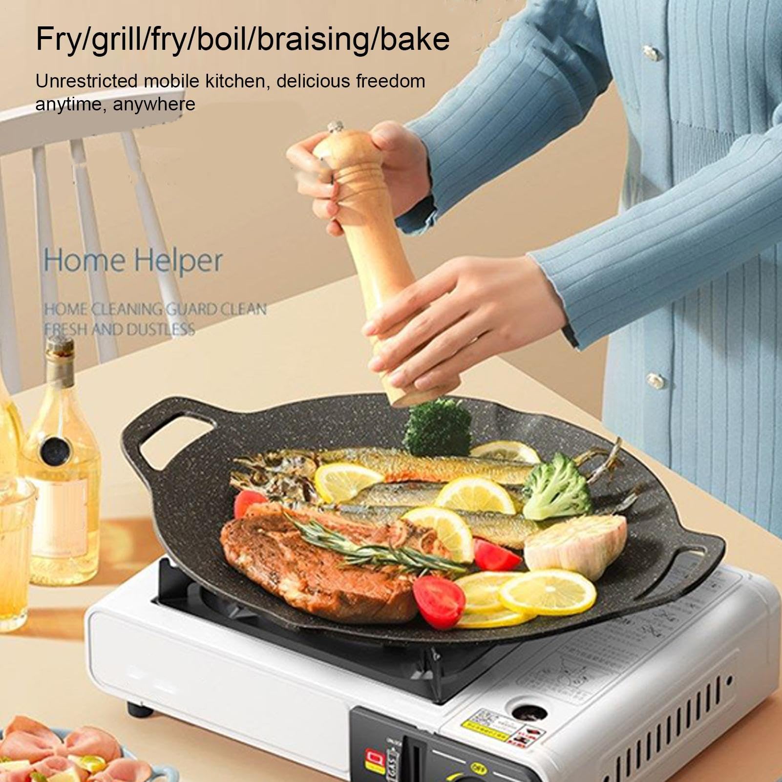Estufa Portátil Para Camping - Estufa Compacta Para Exteriores | Cocina Resistente, Control Multinivel De Llama, Encendido Automático Para Senderismo, Escalada Y Picnic