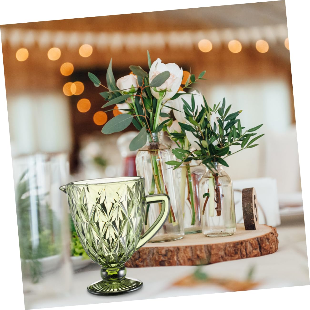 PRETYZOOM Cubo de Hielo de Vidrio Verde 1500ml Estilo Europeo Asas | Botellas de Vino y Cerveza, Uso en Bar y Buffet, Diseño Estable, Acabado Decorativo