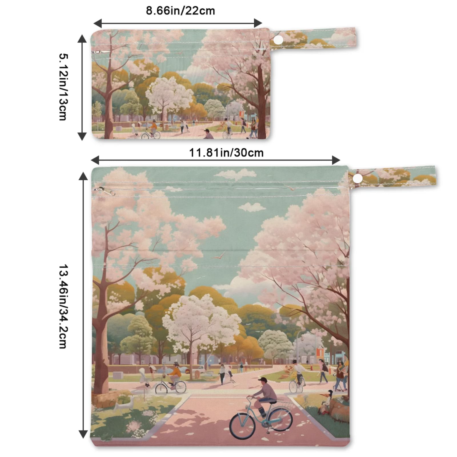 GzLeyigou 2 Set Landscape City Wet Dry Bags for Baby Cloth Diapers Waterproof Reusable Storage Bag for Travel,Beach,Pool,Daycare,Stroller,Gym,Laundry,Dirty Clothes,Swimsuits Wet Clothes, Wet Bag