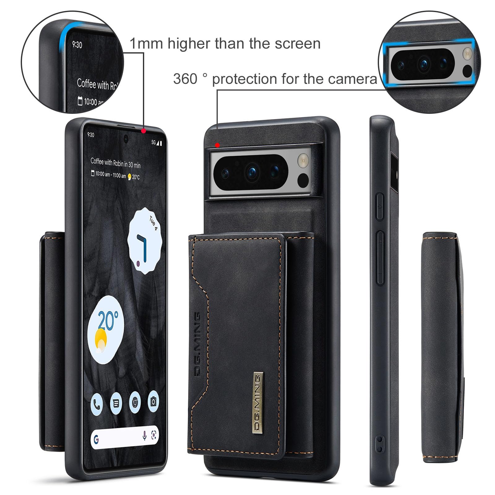 CaseMe JH-01 Google Pixel 8a Hoesje met Magnetische Kaarthouder Zwart