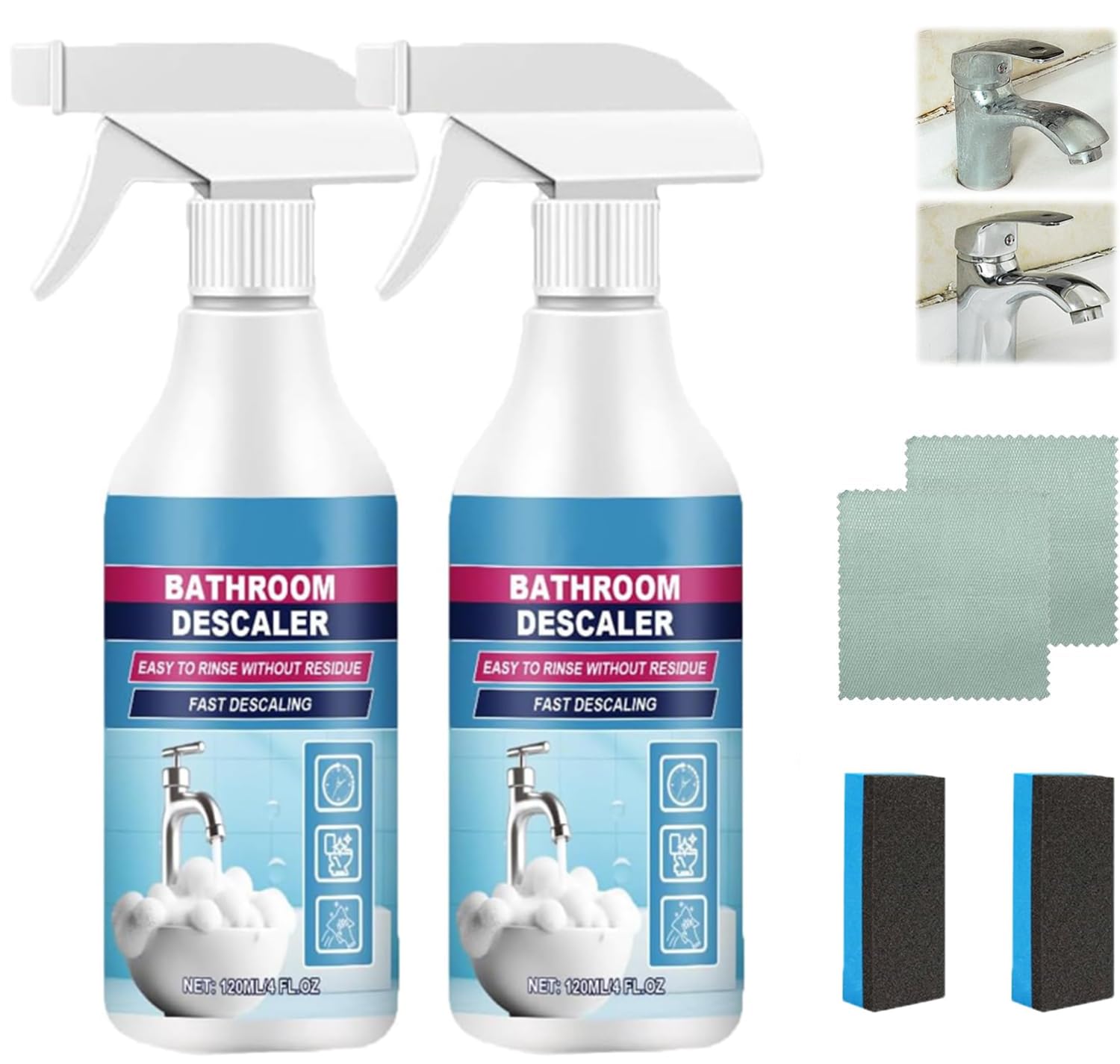 Bathroom Descaler Foam Cleaner 2025 New Upgrade Bathroom Descaler Stubborn Stains Cleaner All Purpose Bathroom Cleaner Spray for