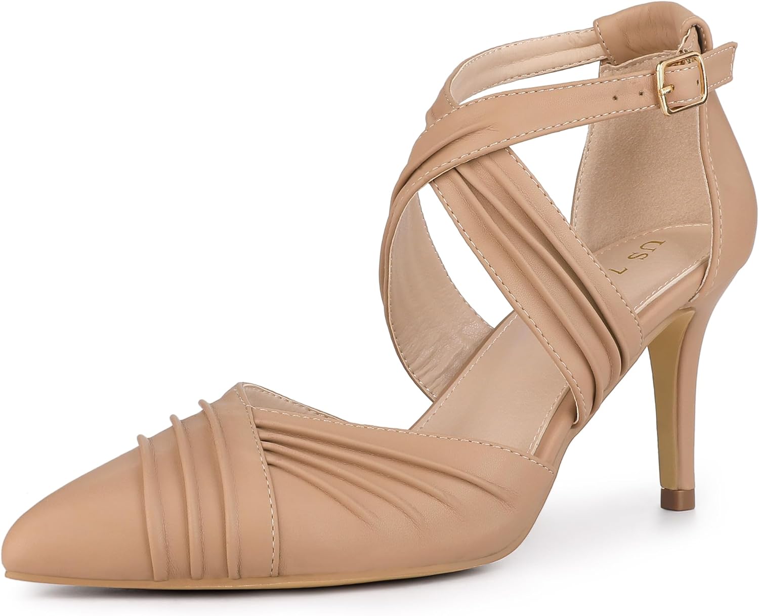 Allegra K Women's Slouches Cross Strap Pointed Toe Stiletto Heels Pumps