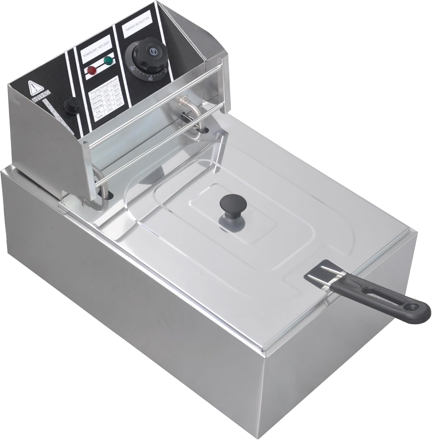 Electric Deep Fryer, 6L Commercial Stainless Steel Chip Fryer with Temperature Control, 110V 2500W Food-Grade French Fry Machine with Basket For Fried Chicken, Nuggets, Fries