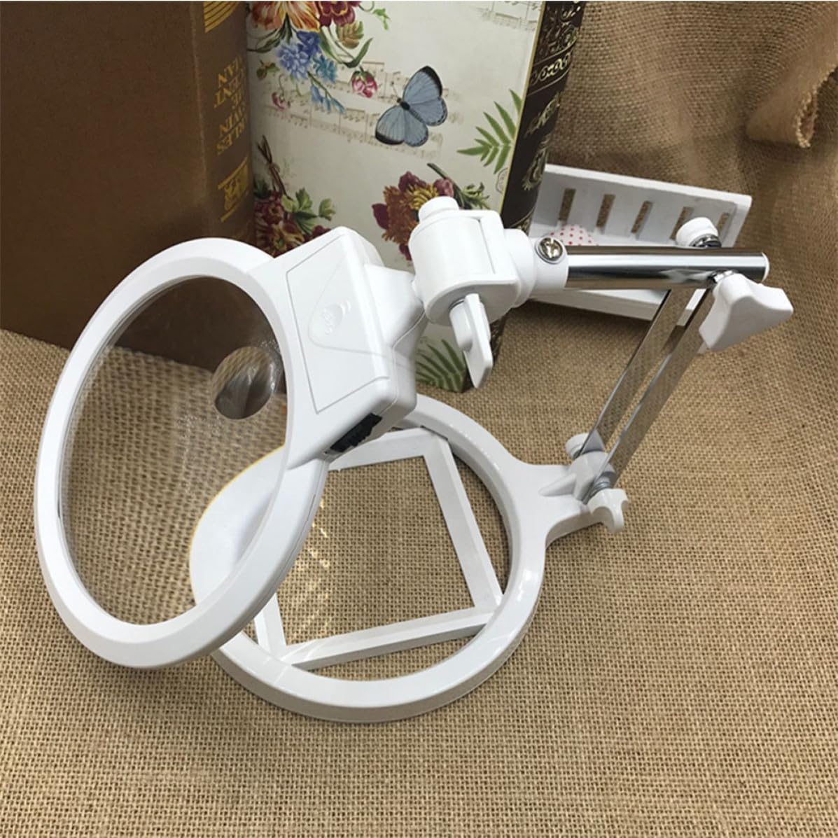 Lámpara de Lupa de Escritorio Plegable con Luz Led, Lente 2.5x130mm y Base con Escala para Diseño de Joyería y Manualidades