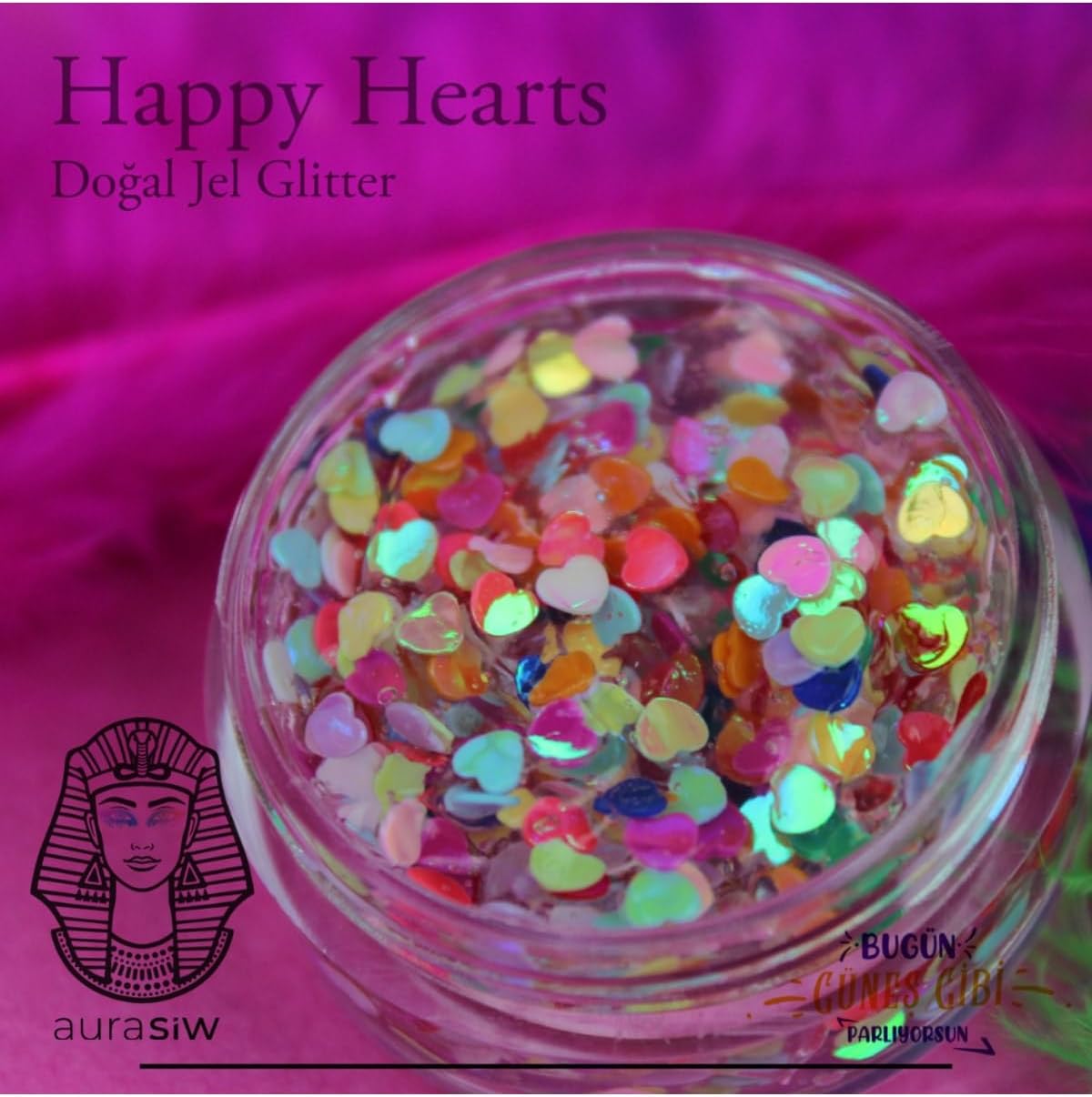 Happy Hearts - Jel Formlu Doğal Glitter