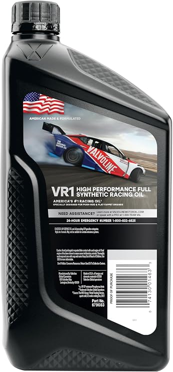 Valvoline VR1 Racing Synthetic SAE 10W-30 Motor Oil 1 QT