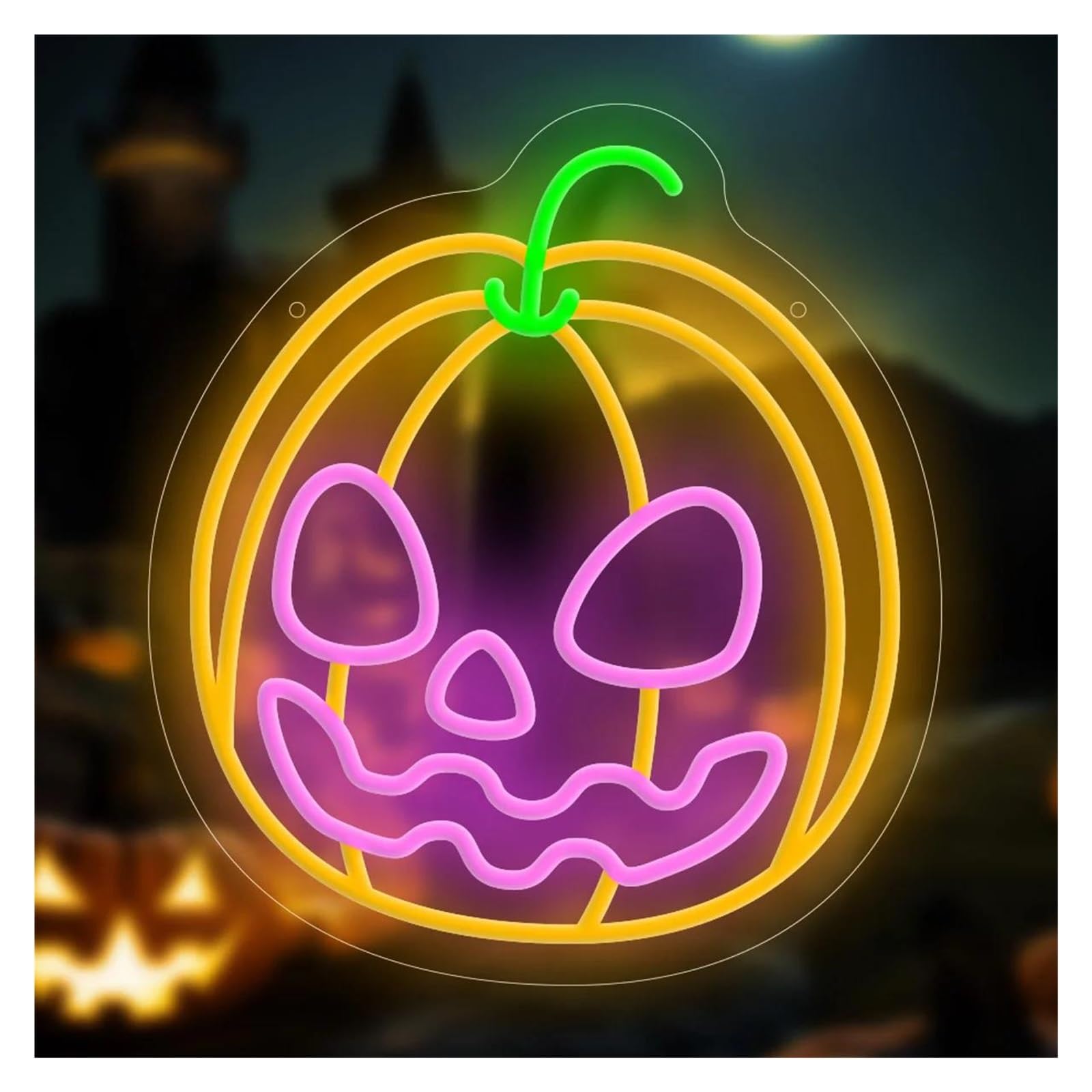 RONGCH Hanging Art Neon Signs Pumpkin Neon Sign LED Light Adjustable Brightness USB Powered for Party Bedroom Pet Shop Restaurant Bar Decor 35.6cmx32cm