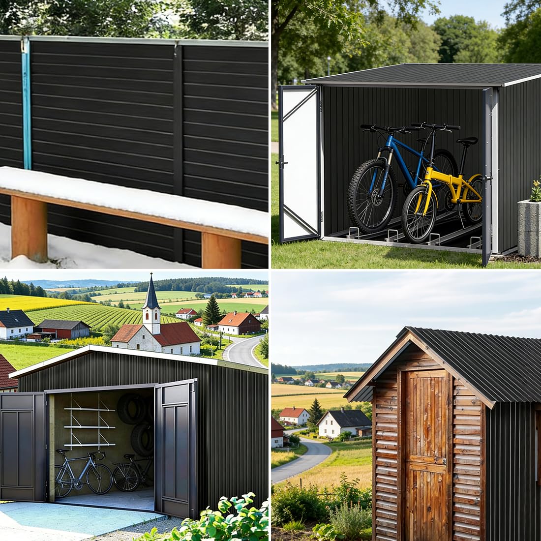 Trapezblech 12x Wellplatten Dach Profilblech 129cm x 45cm ca. 7 m², Wellblechplatten für Dach, Dachbleche Dachplatten Rostresistent Verzinkte Wellblech für Garage, carport (Schwarz)