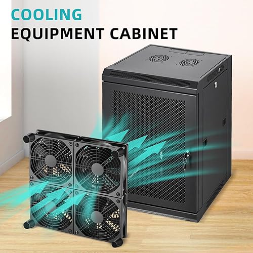 Miniatura 3 de Wathai Ventilador de caja de TV con enrutador de 4.724 in x 4 de 110 V - 240 V, gran flujo de aire con control de velocidad para consolas de juegos