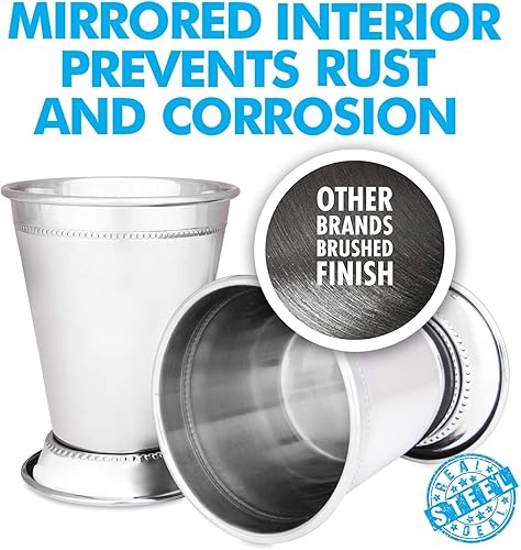 Miniatura 6 de Mint Julep Cups vasos de acero inoxidable, juego de 4, vasos de cóctel de metal de 12 onzas, suministros para fiestas (4)