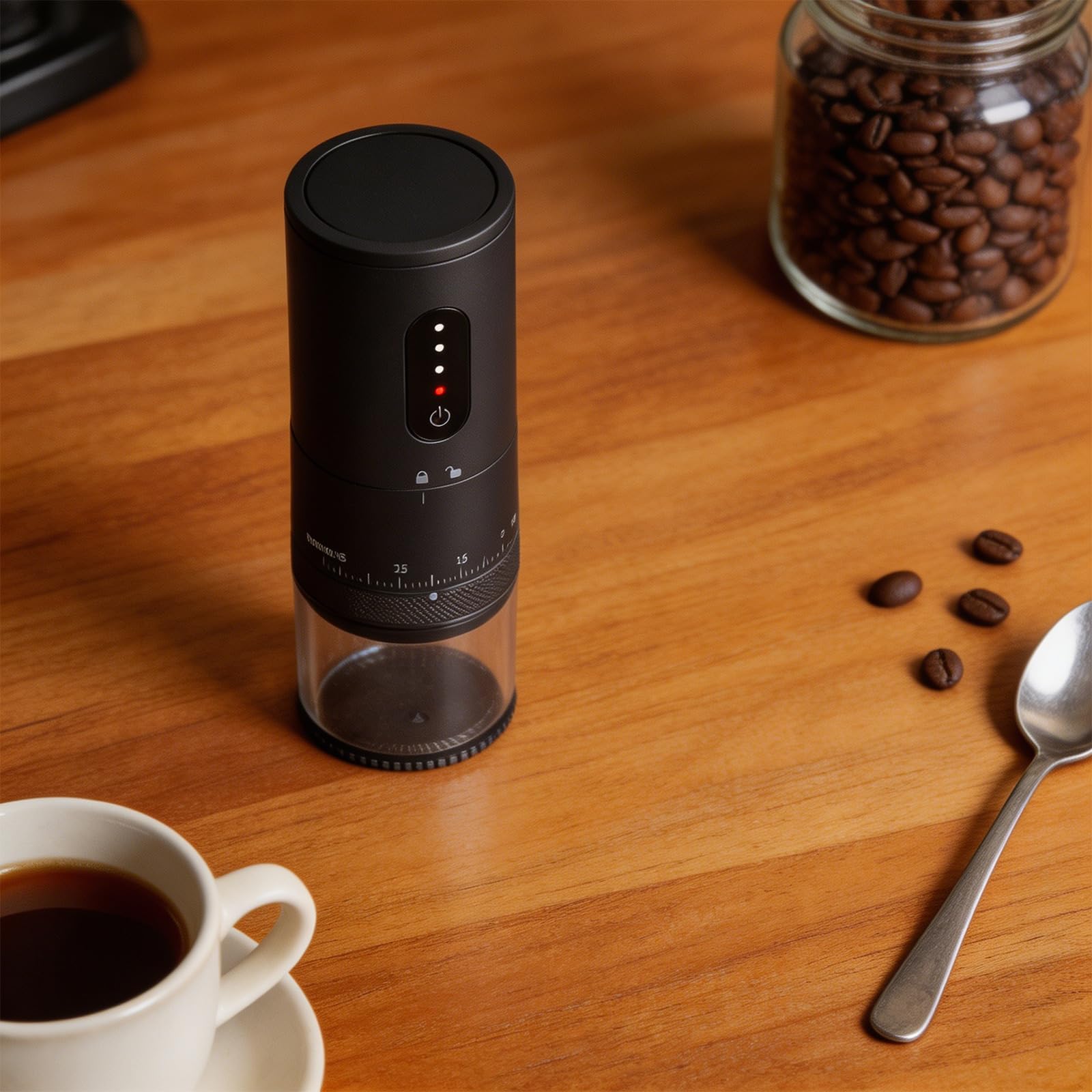 Macinacaffè Elettrico con Texture ABS per Espresso, Black