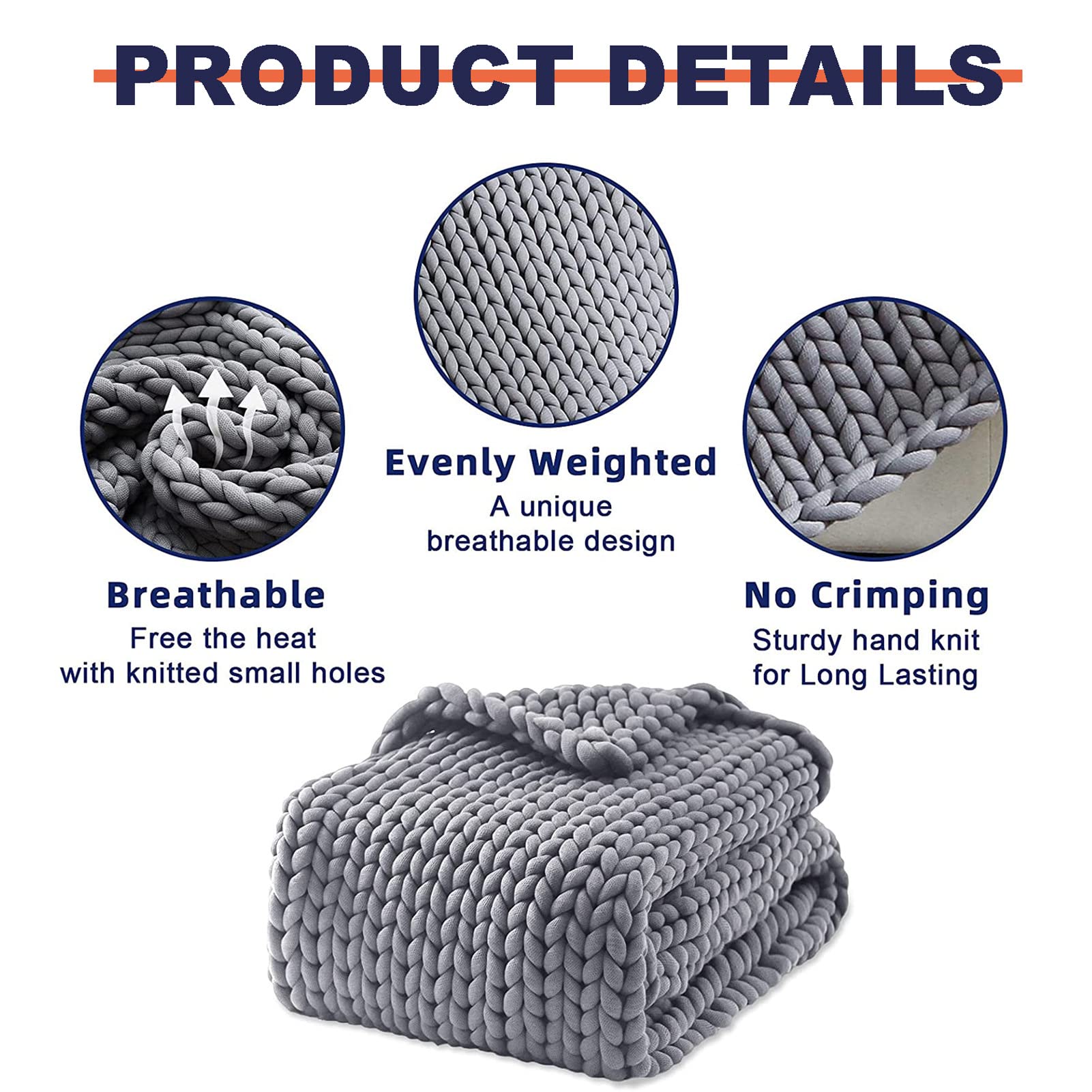 Couverture Tricot Chunky Épaisse Douce 100x150cm - Plaid Grosse Maille Jeté De Lit Confortable