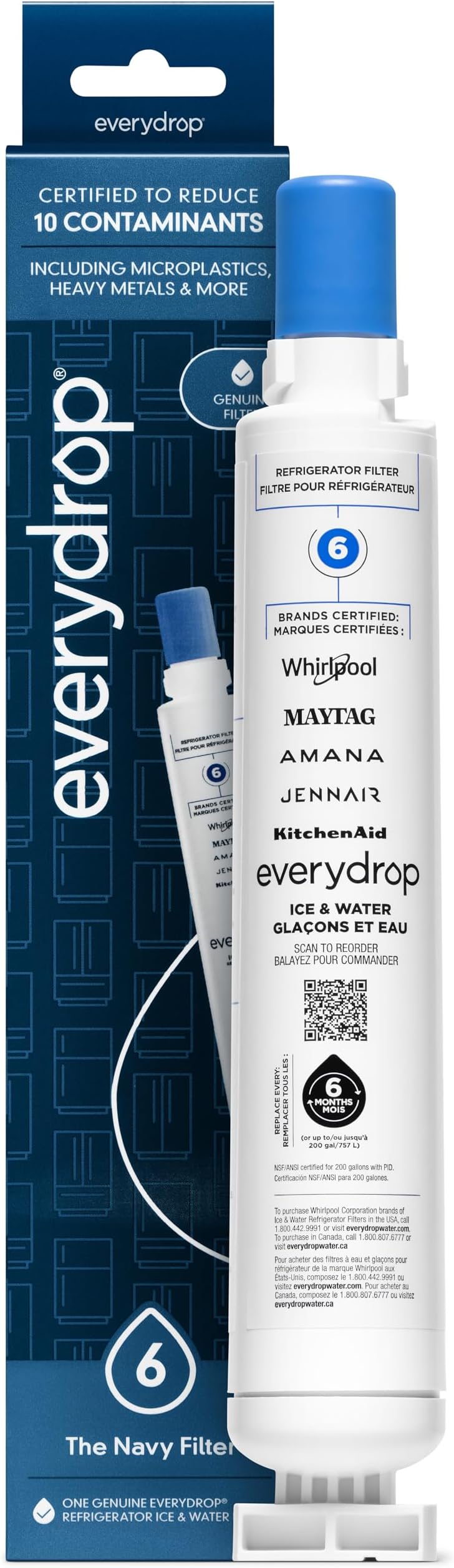 everydrop by Whirlpool Ice and Water Refrigerator Filter 6, EDR6D1, Single-Pack