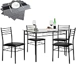 VECELO Ensemble de table à manger 4 Présidents [4 Placemats inclus], Noir