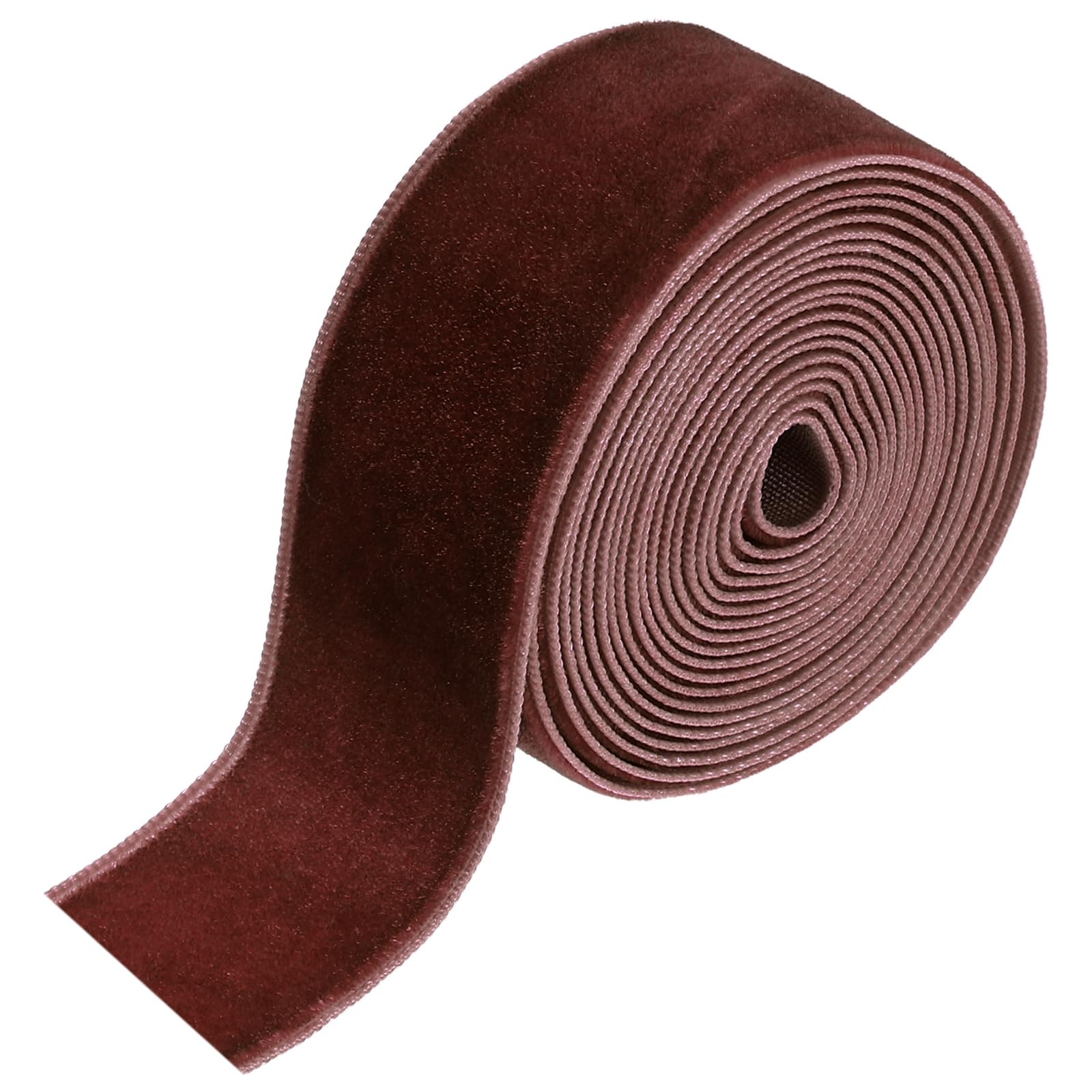 sourcing map Velvet Ribbon 2.5cm x 1.8m Single Face Spool Dark Brown โ image 1