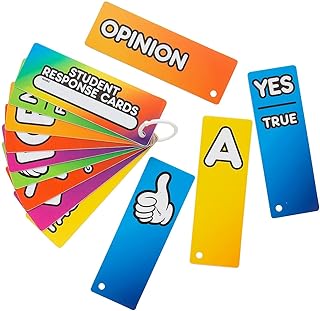 Fun Express 2" x 6" Multicolored Plastic Student Response Cards on a Ring – 24 Pieces