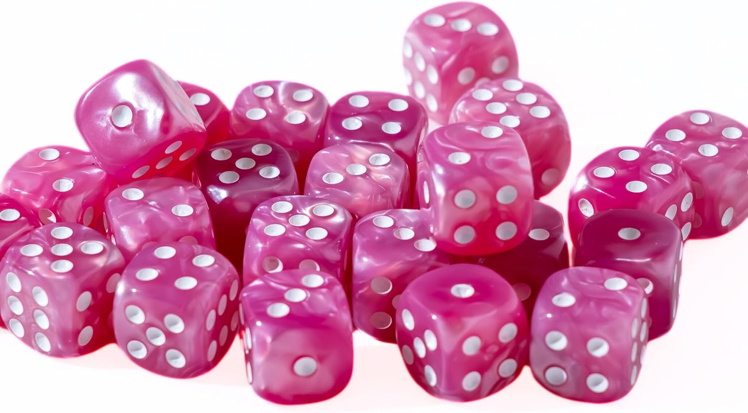 EASY ROLLER DICE CO 25 Count Pack of 12mm D6 Dice - Matching Collection of 6 Sided Dice with Pips (Bubble Gum)
