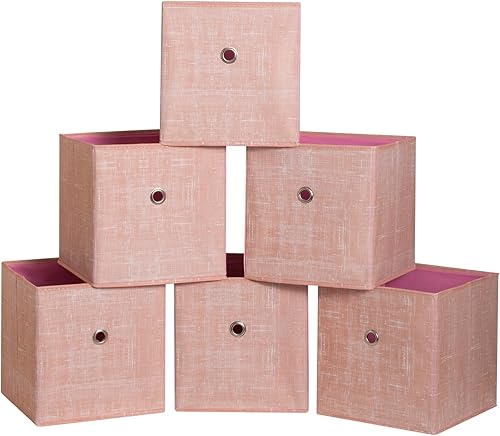 Vista 33 de Contenedores de almacenamiento plegables de 11 pulgadas, cubos de almacenamiento de tela con asas, organizadores de cajas de almacenamiento de tela