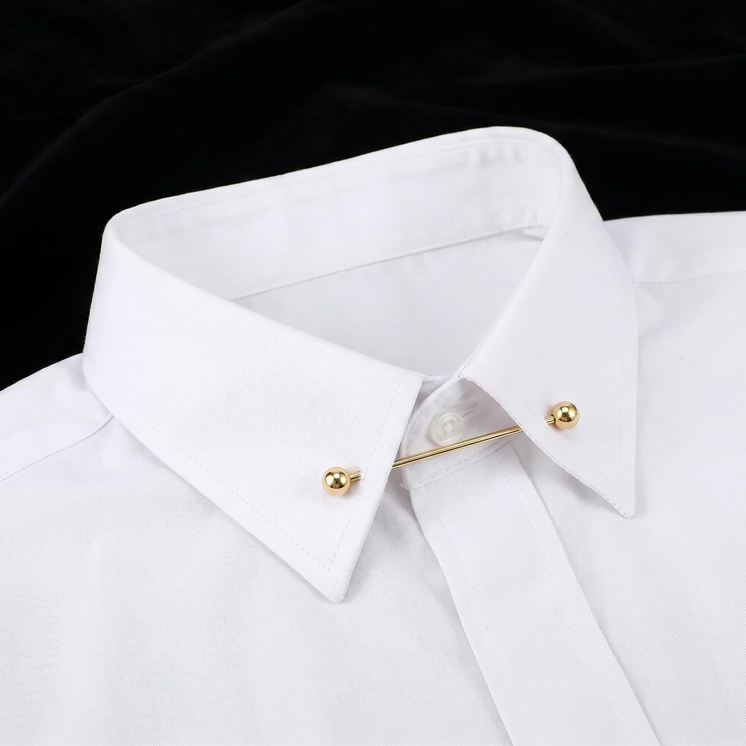 cobee 3Pcs Collar Pins for Men, 6.5 cm/2.56 in Clasp Lapel Stick Brooch Metal Collar Bar Pin, Cravat Pins Stud Bar Ball Tie Pins for Men Dress Shirts for Wedding Business (Black, Silver, Golden)
