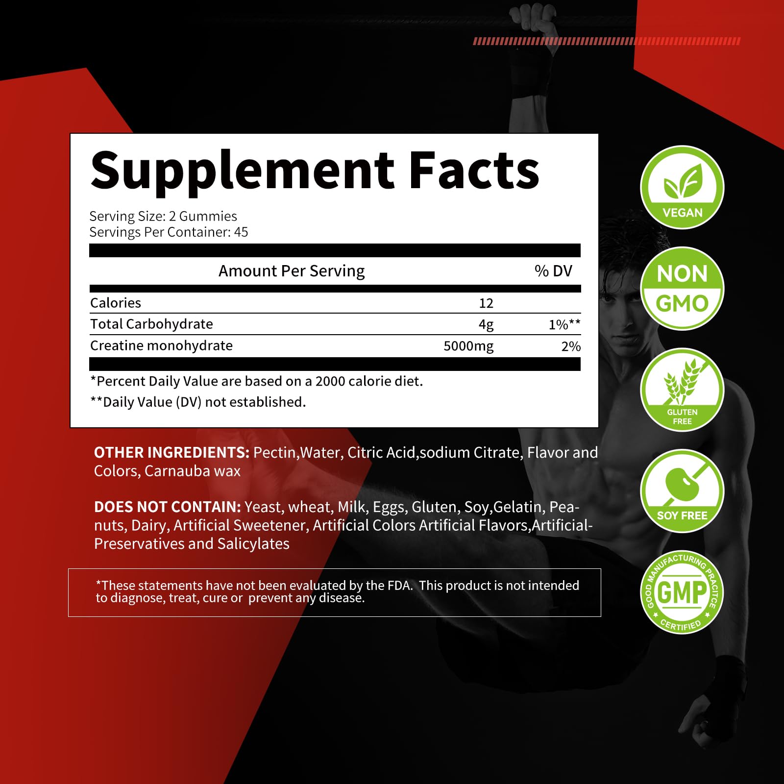 NSF Certified Creatine Monohydrate Gummies for Men & Women, 5g Creatine per Serving,Creatine Gummy for Muscle Strength, Energy & Performance Support, Pre Workout Supplement,Watermelon Flavor,90 Count — Amazon image 2